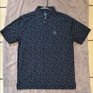 Rhoback Men's Polo Shirt - Blue and Black Pattern